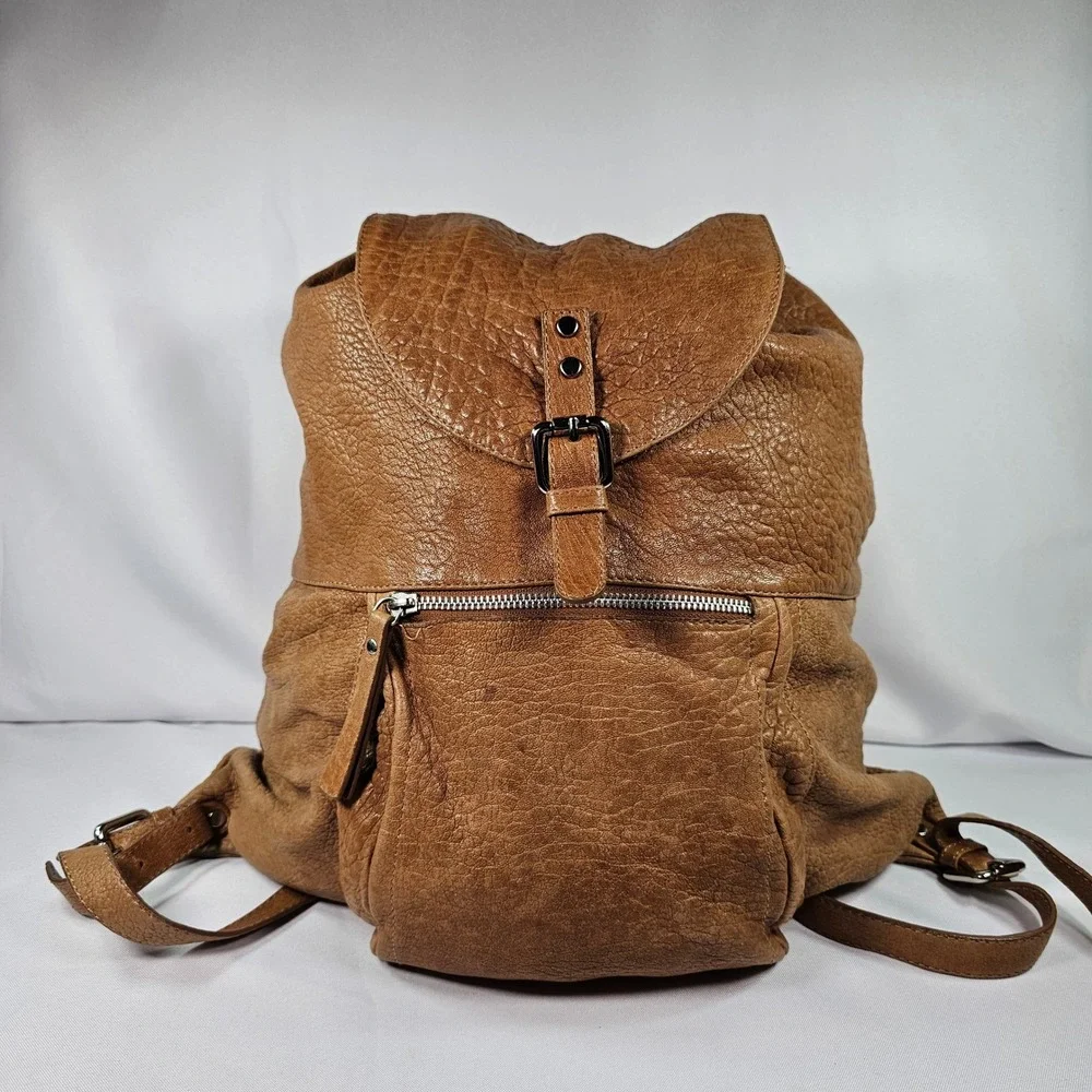 Gianni Notaro Genuine‎ Leather Distressed Brown Backpack Made in Italy Buckle